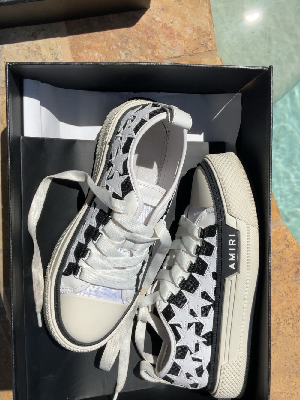AMIRI White & Black Star-Panel Low-Top Sneakers